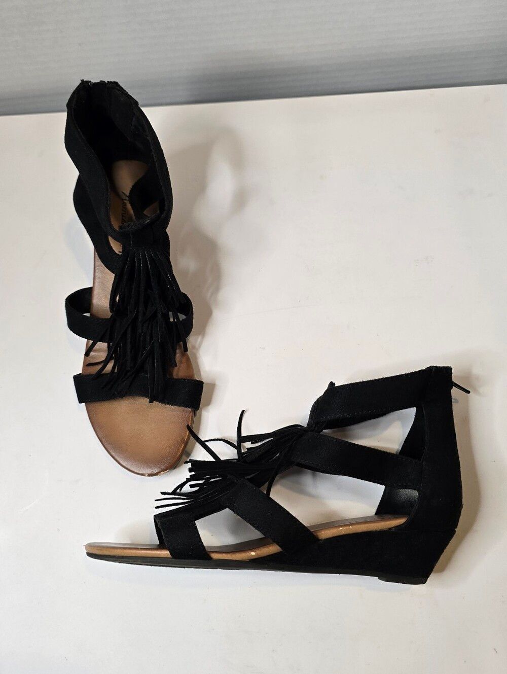 American Eagle Fringe Gladiator Wedge Sandal Size 7